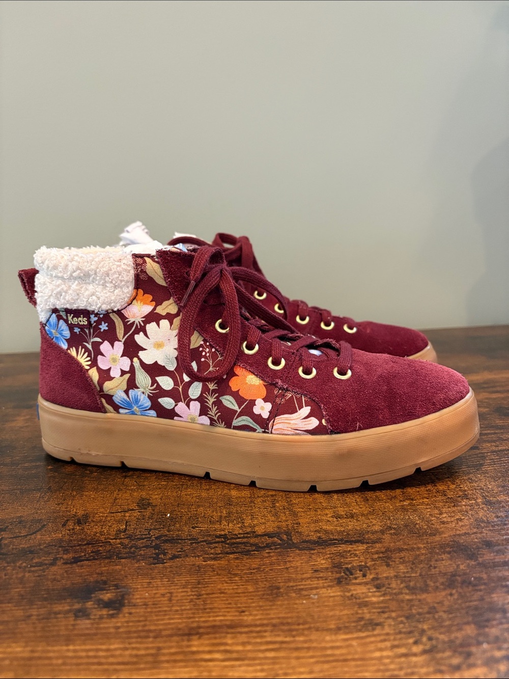 Keds Tahoe Nouveau Suede Floral Boots Rifle Paper Shoes size 8
